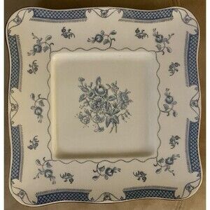 Royal Doulton Lowestoft Blue Gold 9” Square Salad-Dessert Plate Pattern H4560